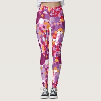 Leggings Conception géométrique violette avantgardiste