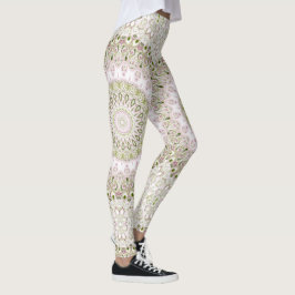Leggings Conception Motif de Mandala rose et vert