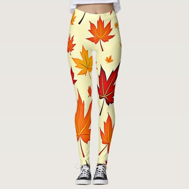 Leggings Conception sans couture de feuillage d'automne (Devant)