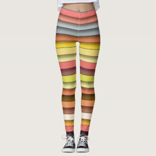 Leggings Conception simple de bande multicouleur géométriqu