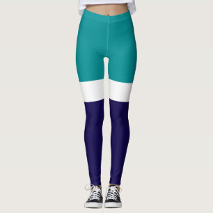 Leggings Conception turquoise de blocs de couleur bleu blan