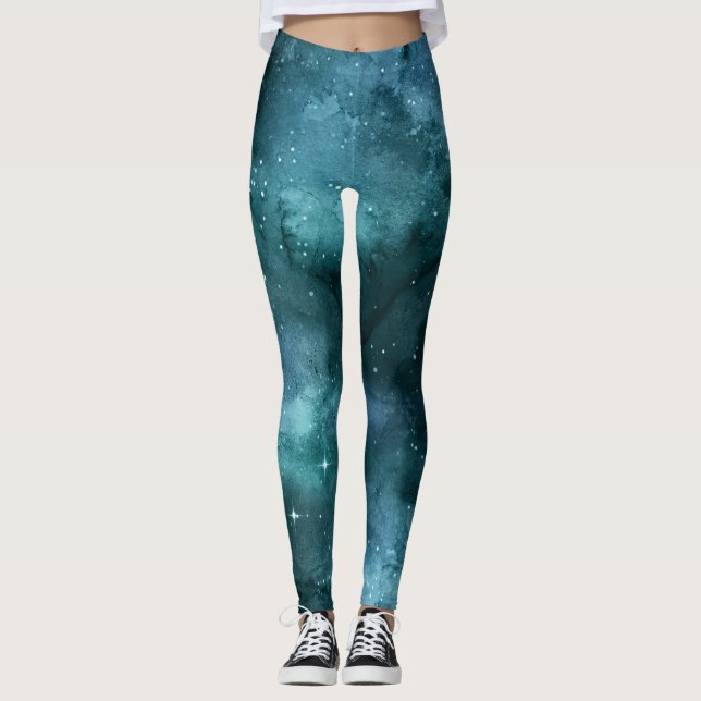 Leggings Conception Turquoise de la série Galaxy 7  (Devant)