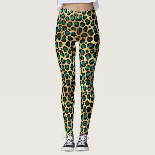 Leggings Conception Turquoise et Gold Leopard Series 14
