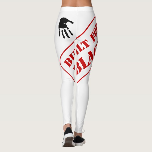 Leggings Conçu Pour L'Impression À Main Noire (Dos)