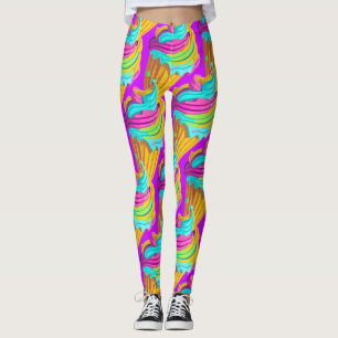 Leggings Cône de Glace Rose Féminin Bleu Jaune Été