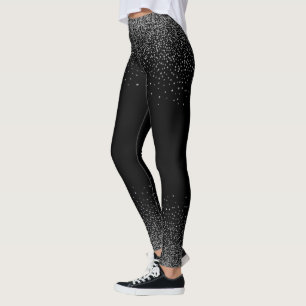 Leggings Confetti gris argenté sur noir
