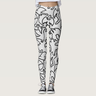 Leggings Contour de motif de dragons noirs.b L Gris BG