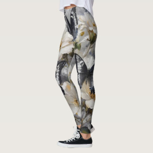 Leggings "Contraste Élégant : Papillons Noirs Et Blancs