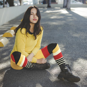Leggings Contraste Jaune Avec Rouge