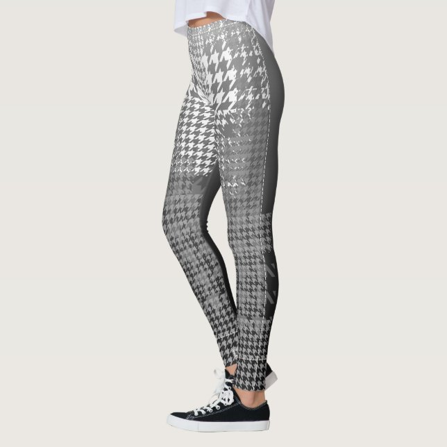 Leggings Contrôle Ombre de pied-de-poule de noir de blanc (Gauche)
