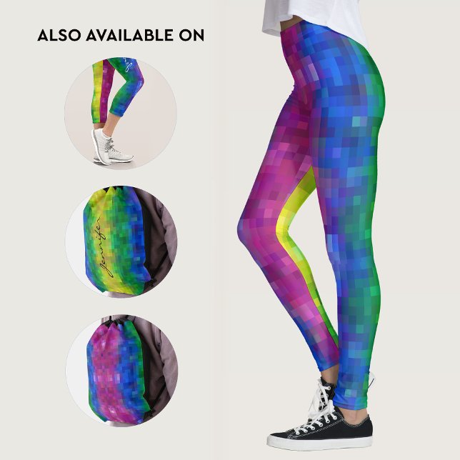 Leggings Cool Abstrait Rainbow Gradient Pixel Art Motif (Créateur téléchargé)