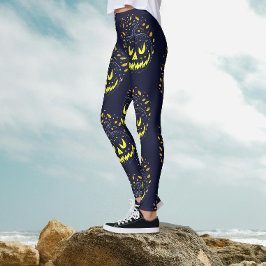 Leggings Cool Black Yellow Jack-o'-lantern Citrouille Hallo