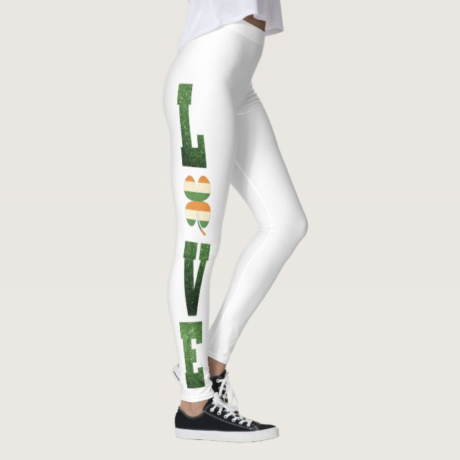 Leggings Cool Cute Irish green LOVE parties scintillant mot (Droite)