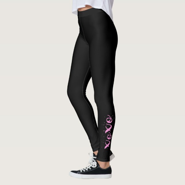 Leggings cool de texte rose xoxo noir unique (Gauche)
