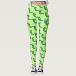 Leggings Cool drôle de chenille nerveuse avec lunettes moti