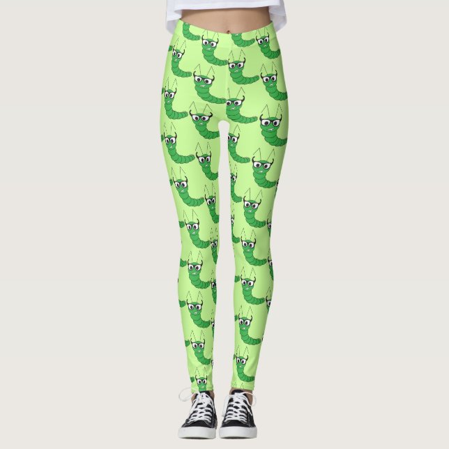 Leggings Cool drôle de chenille nerveuse avec lunettes moti (Devant)
