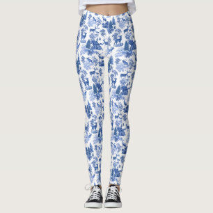 Leggings Cool Elegant Blue Deer French Toile