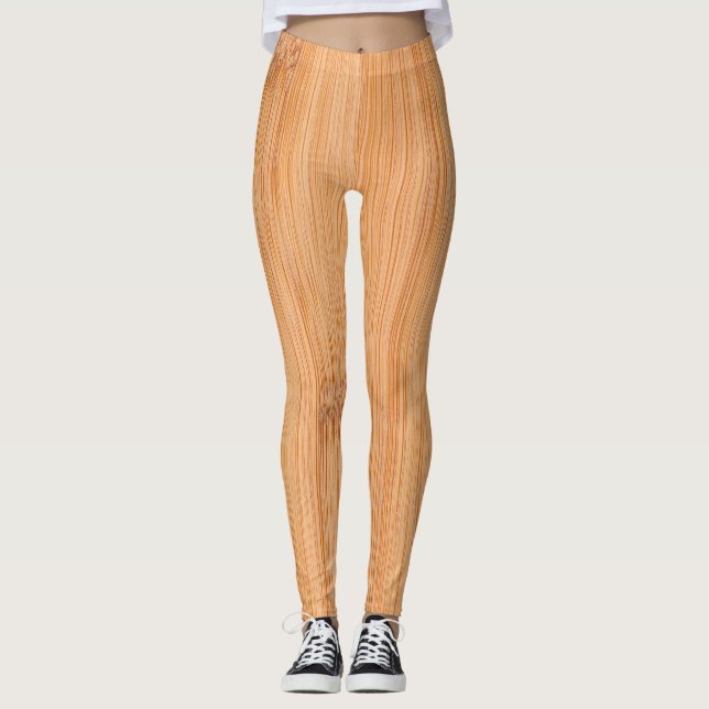 Leggings Cool élégant imprimé en bambou marron clair (Devant)