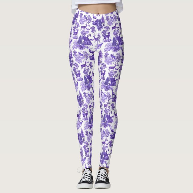 Leggings Cool Élégant Périwinkle Bleu Cerf Toile Française (Devant)