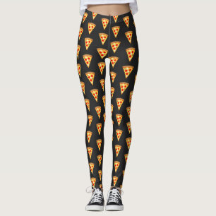 Leggings Cool et amusant pizza tranches motif gris foncé