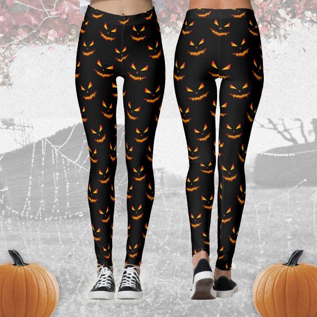 Leggings Cool et effrayant Jack O'Lantern visage Halloween  (Créateur téléchargé)