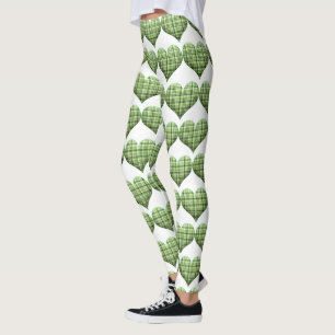 Leggings Cool Green White Hearts St.Patrick's Day Holiday