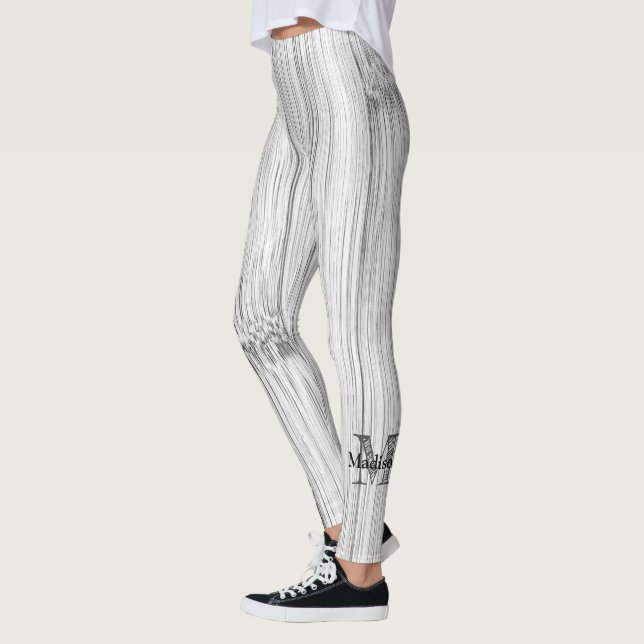 Leggings Cool gris imprimé bois de bambou Monogramme (Gauche)
