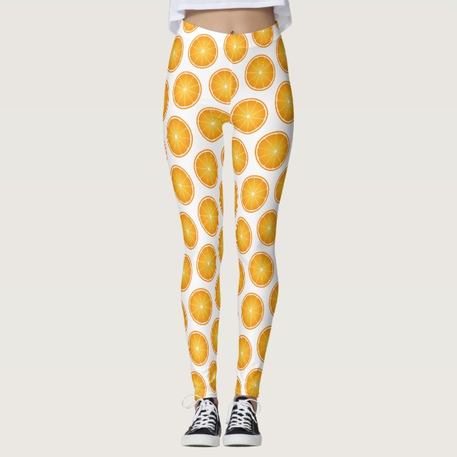 Leggings Cool Juicy Orange tranches de fruits motif blanc (Devant)