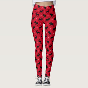 Leggings Cool Moose Courir dans le Motif hivernal neige