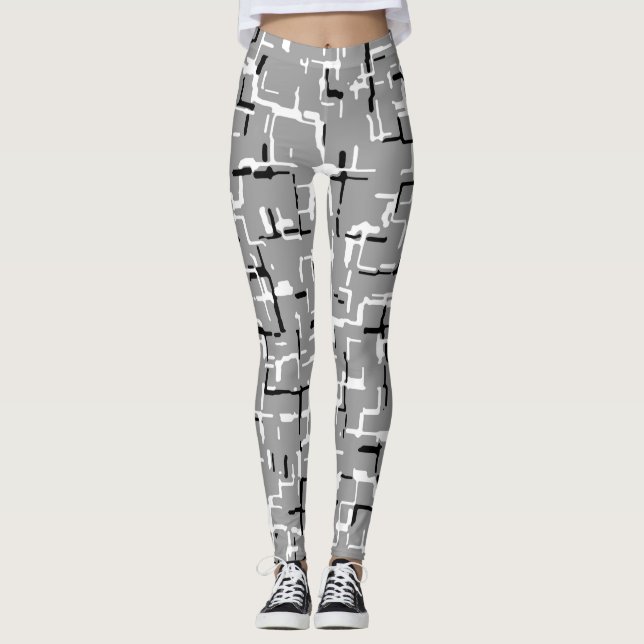 Leggings COOL noir blanc gris Abstrait Motif (Devant)