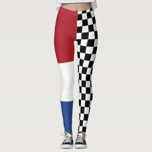 Leggings Cool Noir et Blanc À damiers Drapeau Motif Imprim