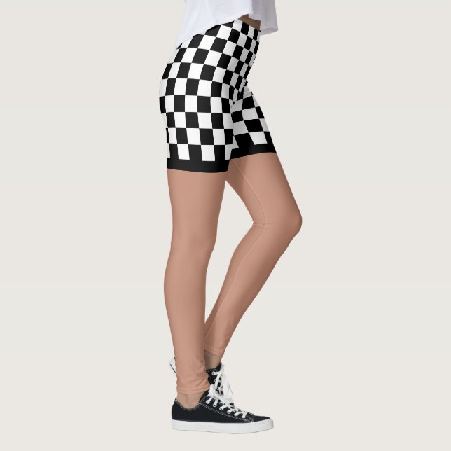 Leggings Cool Noir et Blanc À damiers Drapeau Motif Imprime (Droite)