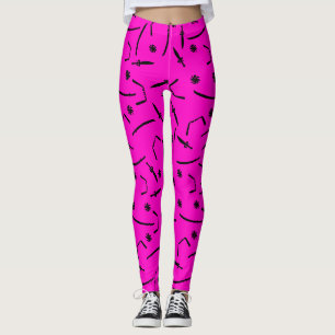 Leggings Cool noir et rose Ninja épée et Motif étoile