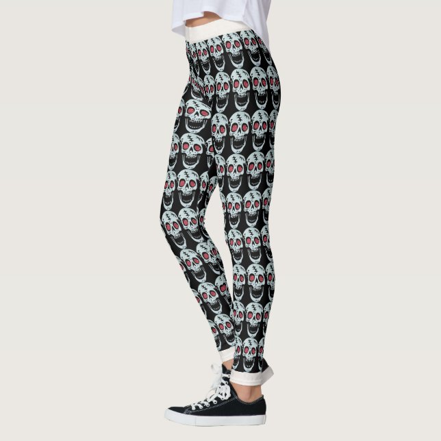 Leggings Cool rire crâne blanc Rouge Faux Parties scintilla (Gauche)