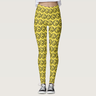 Leggings Cool Sardé Joyeux visage souriant motif jaune