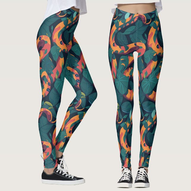Leggings Cool tendance Orange Snake Motif Jungle Camouflage (Créateur téléchargé)