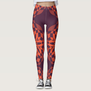 Leggings Cool violet orange, unique, fleur tendance abstrai