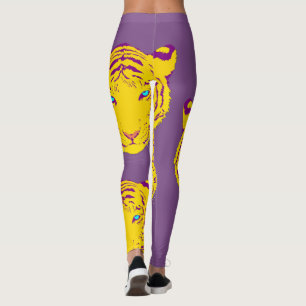 Leggings Copie de tête de tigre sur les guêtres pourpres