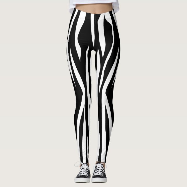 Leggings Copie noire de zèbre (Devant)