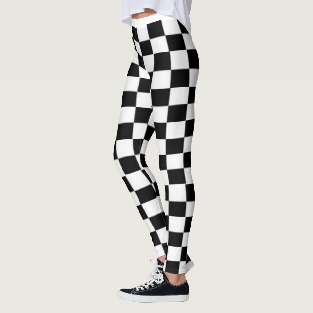 Leggings copie noire et blanche de damier (Gauche)