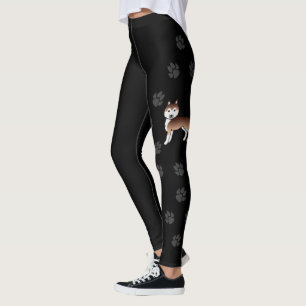 Leggings Copper Siberian Husky Dessin Animé Chien Et Pattes