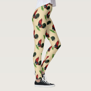 Leggings Coq de combat :  Rouge foncé