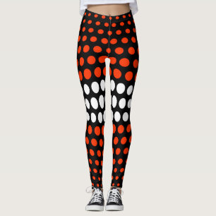 Leggings Coquelicot et blanc Motif à points polka