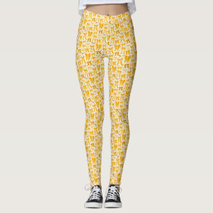 Leggings Coquette Jaune Vaches Motif tiré main