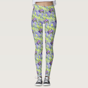 Leggings Coquillage bleu mer violet aquarelle peinture le