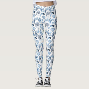Leggings Coquillages Artsy de plage d'aquarelle de marine