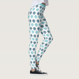 Leggings Coquillages Bleus tendance Ocean Beach Thème Yoga