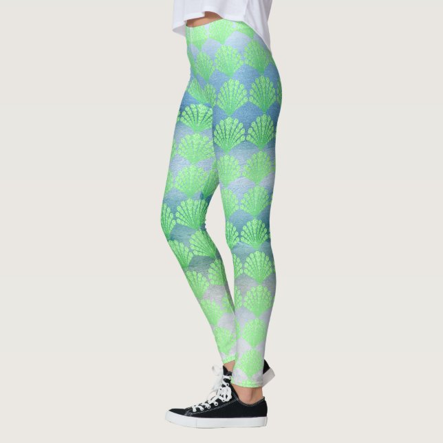 Leggings Coquillages de diamants verts doux (Gauche)