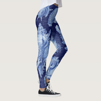 Leggings Coquillages vintages bleu