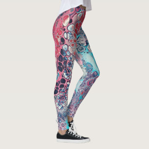Leggings Corail et Aqua Acrylique pour coloré Abstrait